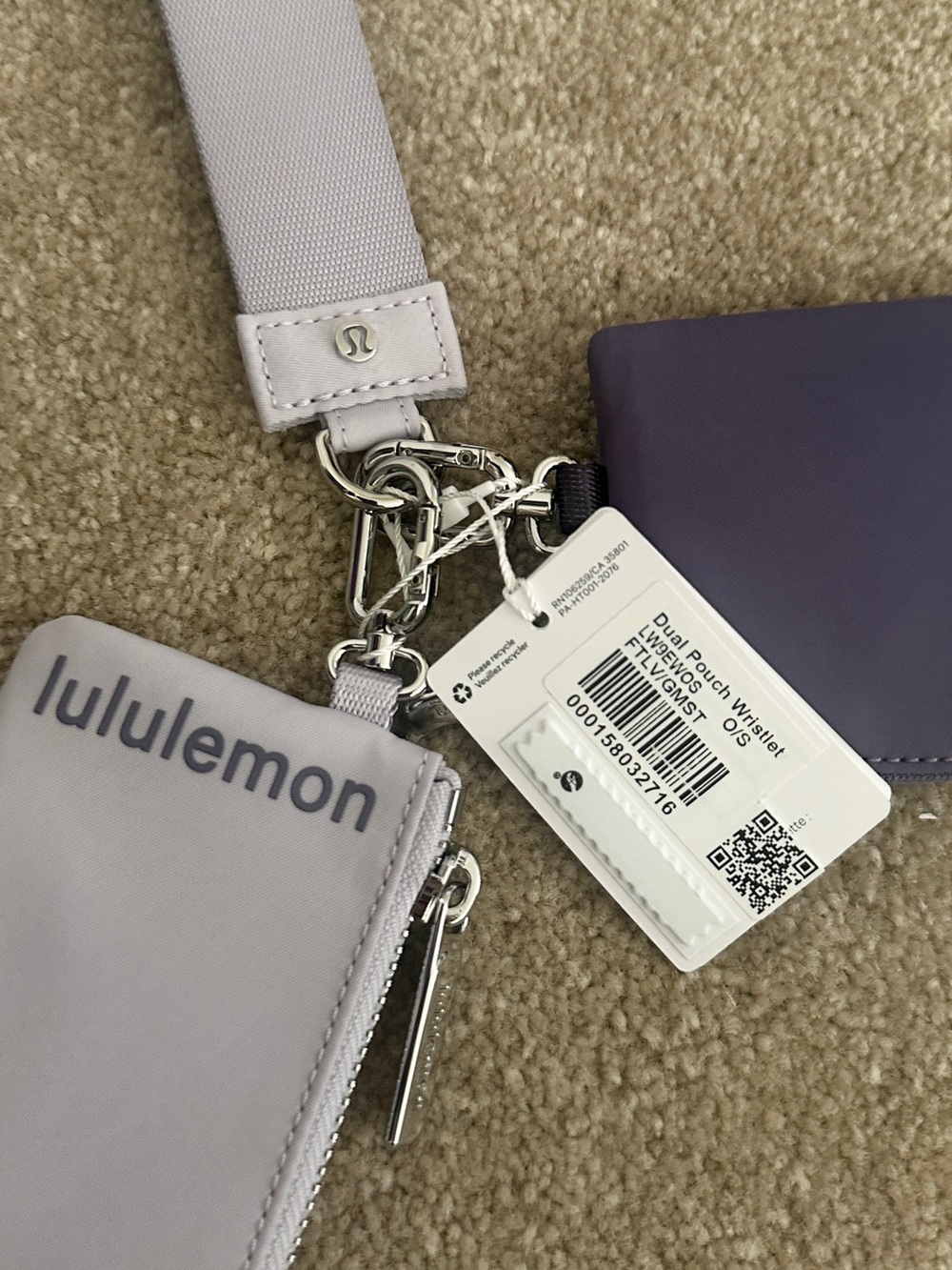 lululemon athletica Light Lavender Dual-Pouch Wristlet with Detachable Strap